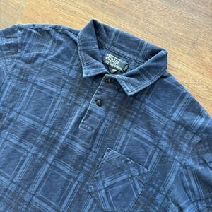 Polo Ralph Lauren Blue Plaid Polo Shirt Men's Sz L READ Cotton Preppy